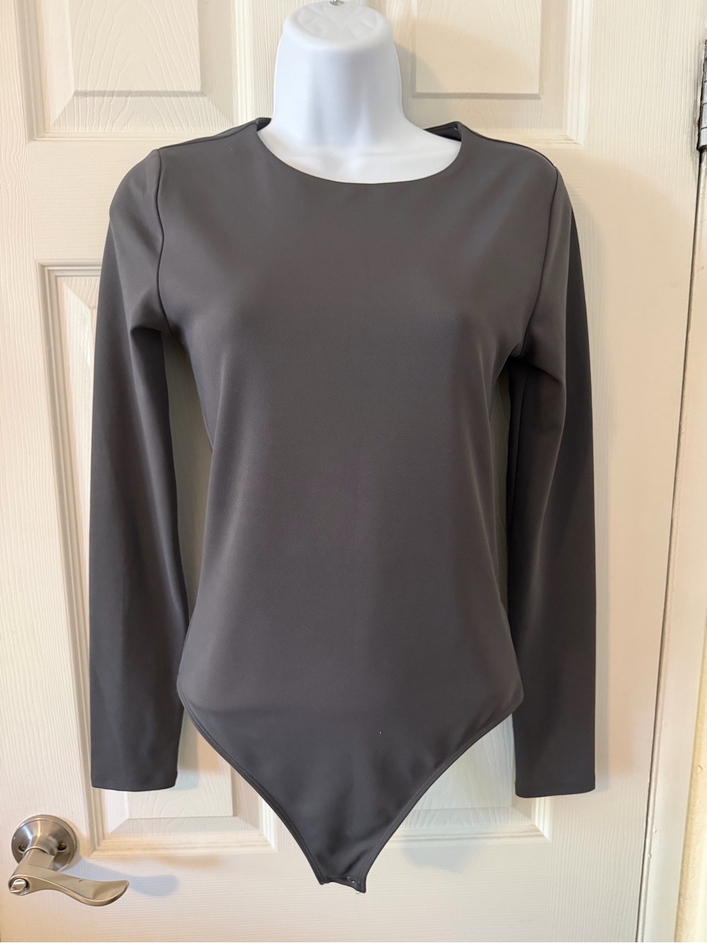Express Long-Sleeve grey Crewneck Bodysuit